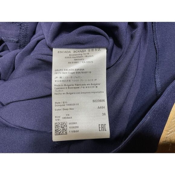 ESCADA Size 36 Deep Sea Navy Three Quarter Sleeve Sheath Lace Up Dress - Picture 8 of 14